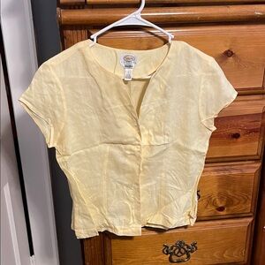 Talbots Light Yellow Short Sleeve Blouse